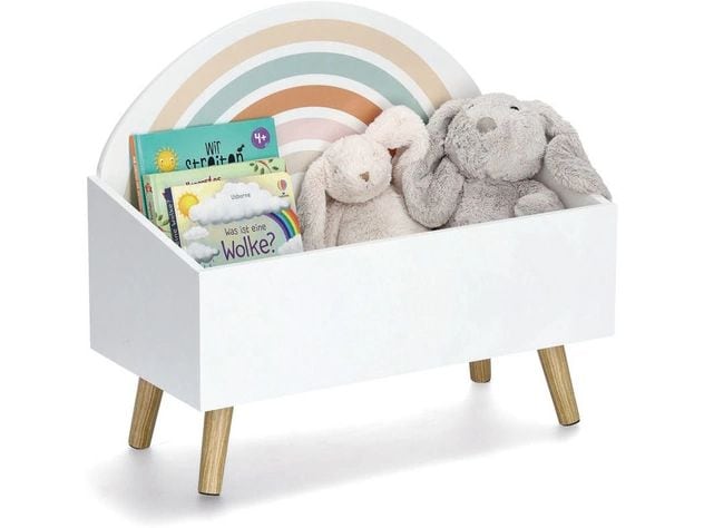 Zeller Present Kinder-Aufbewahrungstruhe Rainbow 58 x 28 x Spielzeugkiste mit Rückwand im Regenbogen-Design