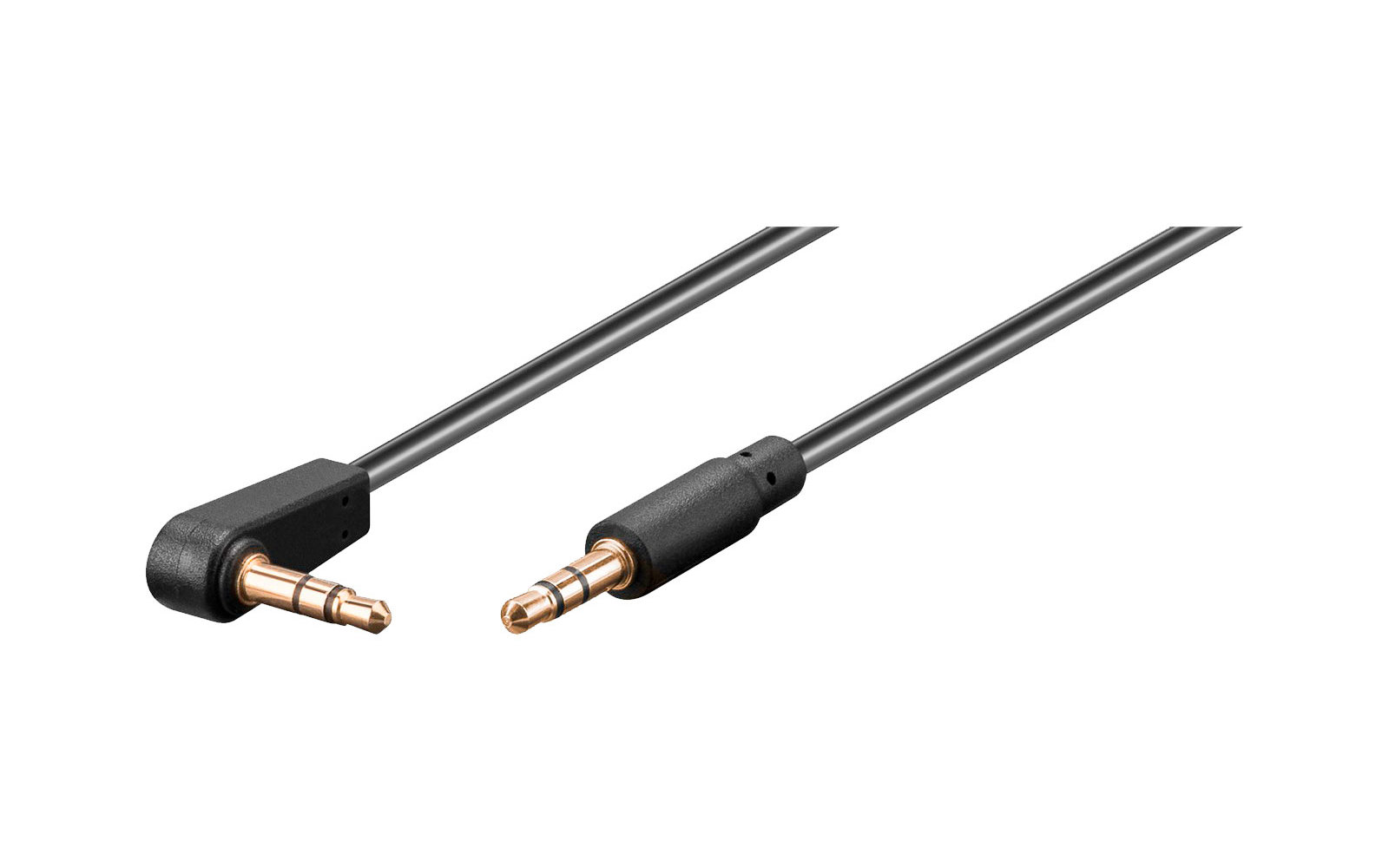 Goobay AUX, 3,5 mm stereo 3-pol., slim, CU, abgewinkelt Audio Verbindungskabel 0,5m