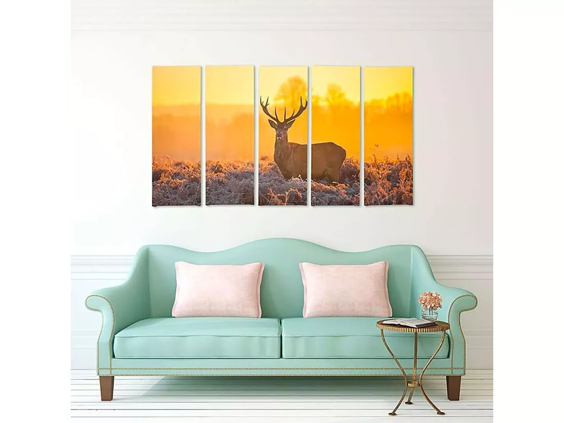 Tableau coucher de soleil cerf 2 - 200 x 100 cm
