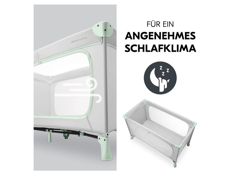 Hauck Reisebett Dream N Play Plus Dusty Mint Komfortables Reisebett und Laufstall zugleich