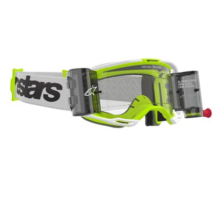 Masque cross Alpinestars VISION 8 WORDMARK ROLL OFF 2025 - Blanc / Jaune