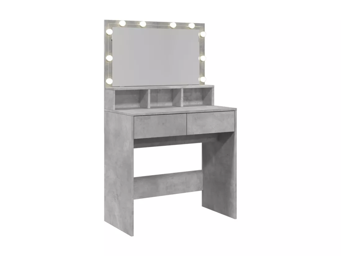 Coiffeuse avec LED gris béton 80x41x134,5 cm