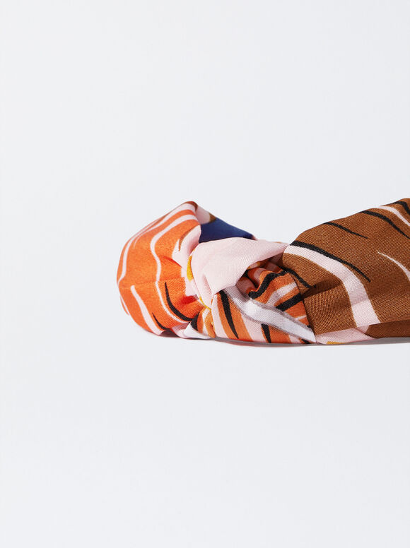 Faixa de cabelo larga estampada - Multicolorida