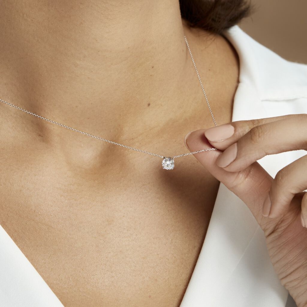 Collier Collection Aphrodite Or Blanc Diamant Synthetique