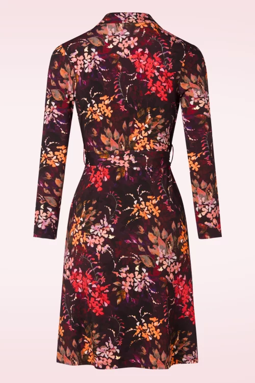 LaLamour Monique Autumn Flower jurk in bordeauxrood