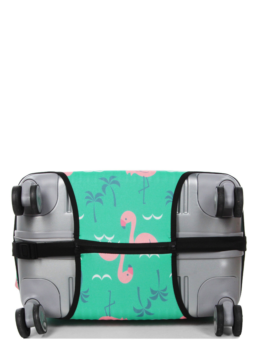Housse de valise Periea Green with Pink Flamingos M