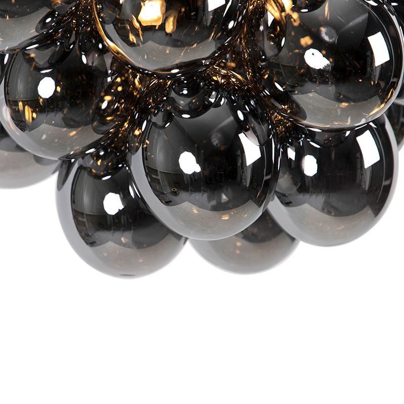 Smart hanglamp zwart met smoke glas 8-lichts rond incl. 8 Wifi G9 - Uvas