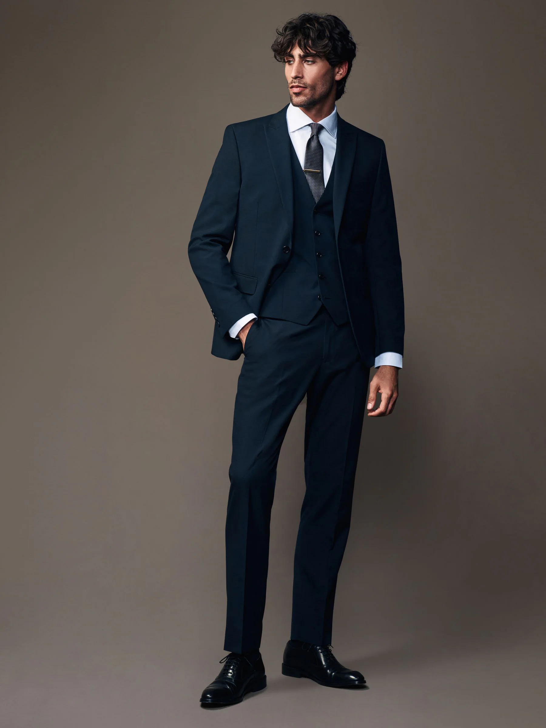 Donkerblauw - Slim Fit - Kostuum met twee knopen: colbert