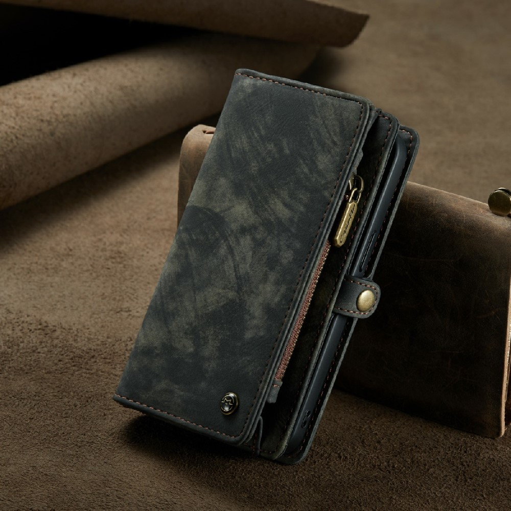 iPhone 13 2in1 Leder Tasche   Magnet Hardcase Karten Etui - Schwarz