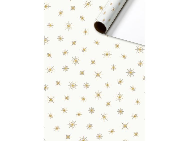 Stewo Geschenkpapier Airi 70 x 150 cm, Weiss-Gold Einwickelpapier für Geschenke