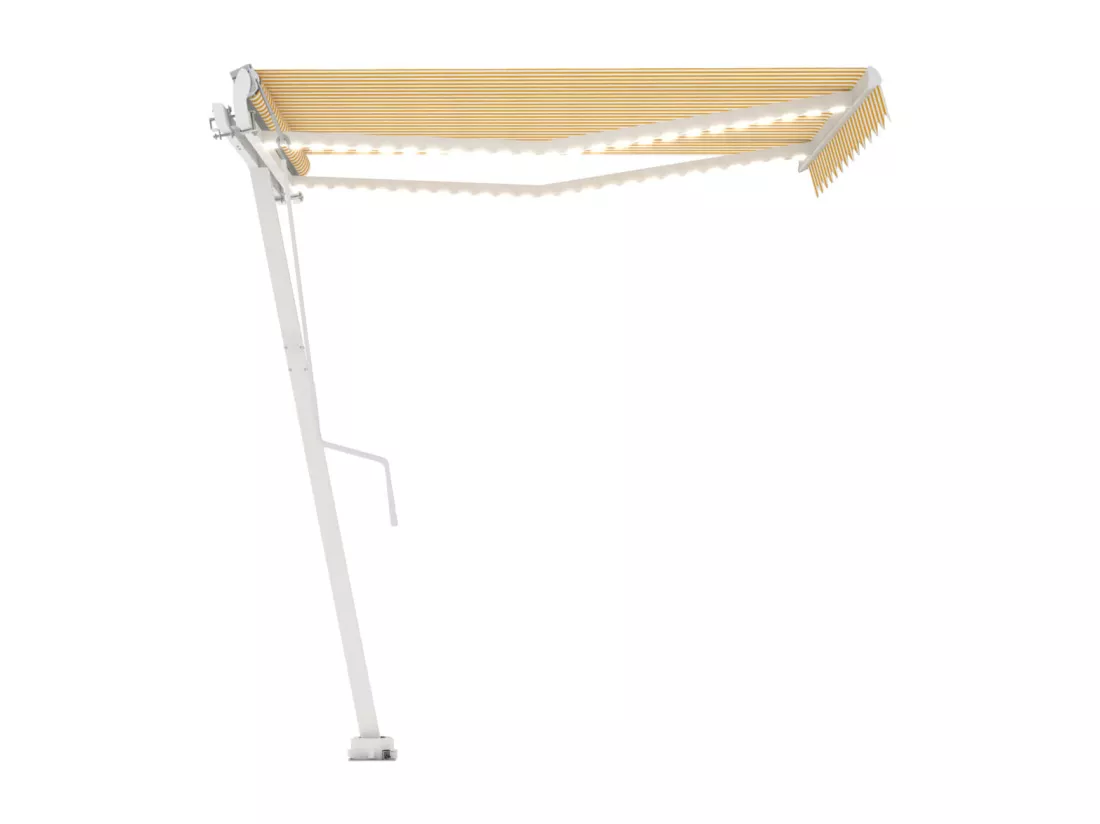 Auvent automatique capteur de vent et LED 300x250cm Jaune/blanc