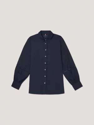 Blusa de renda com logotipo adaptável