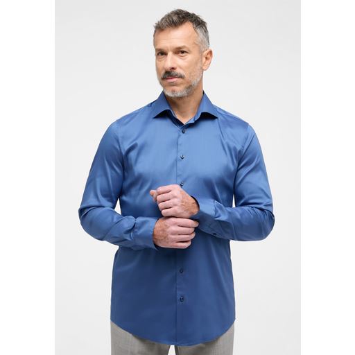 Eterna Langærmet Slim Fit Performance Skjorte, Blå, 42