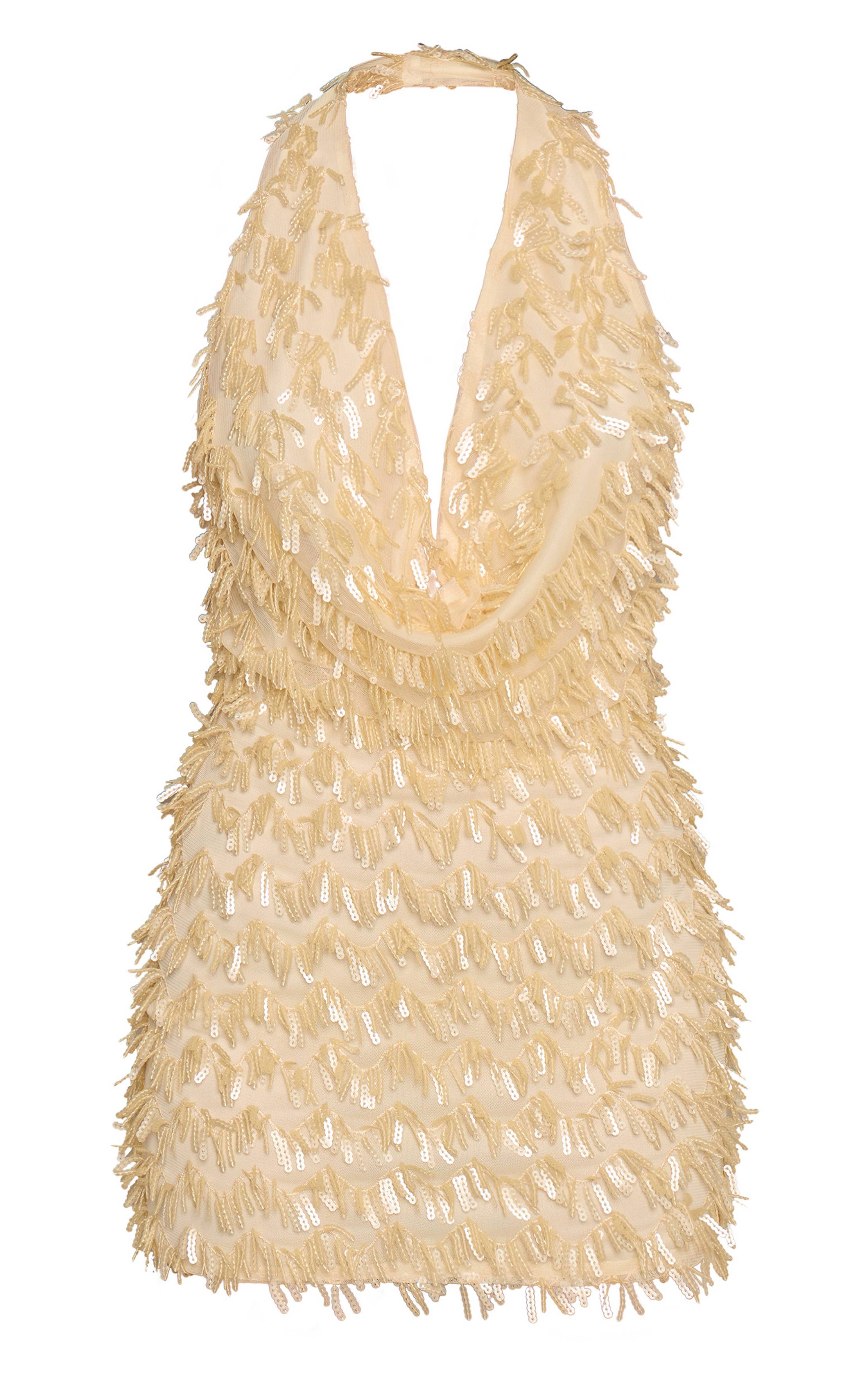 Citron Robe Mini À Col Bénitier Ornée De Paillettes