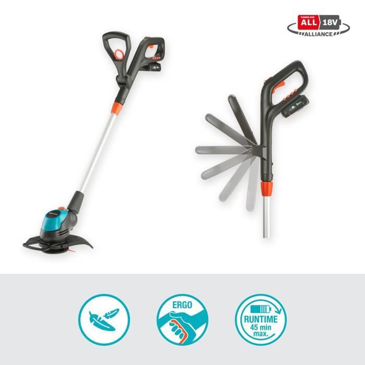 Coupe-bordure à batterie - easycut 23/18v p4a - 18v - 23 cm (livré avec batterie 2,0 ah + chargeur)