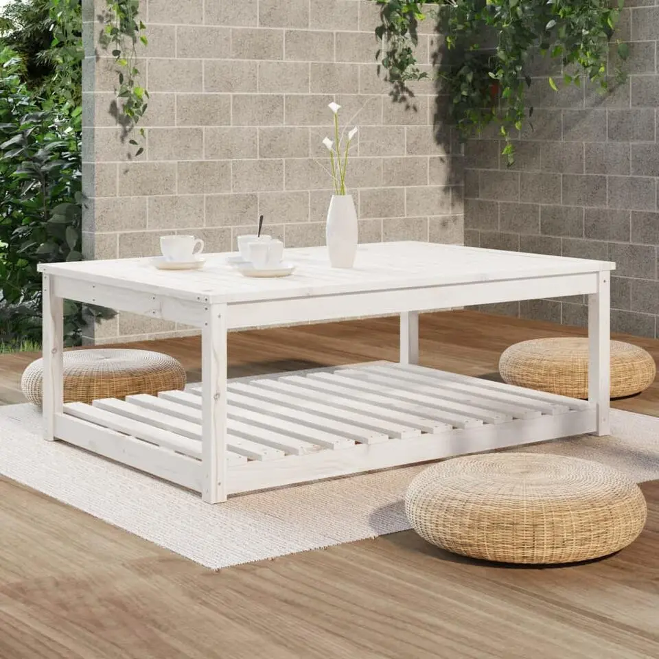 vidaXL - Tuintafel - Wit - Grenenhout - 121 x 82.5 x 45 cm