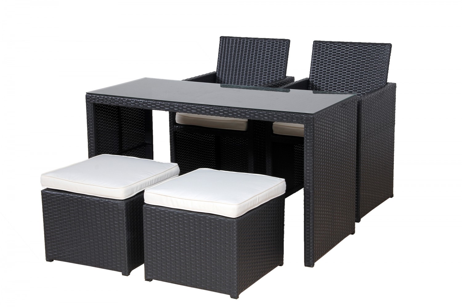 Love Seat CHERRY Rattan Garnitur schwarz/cremeweiss