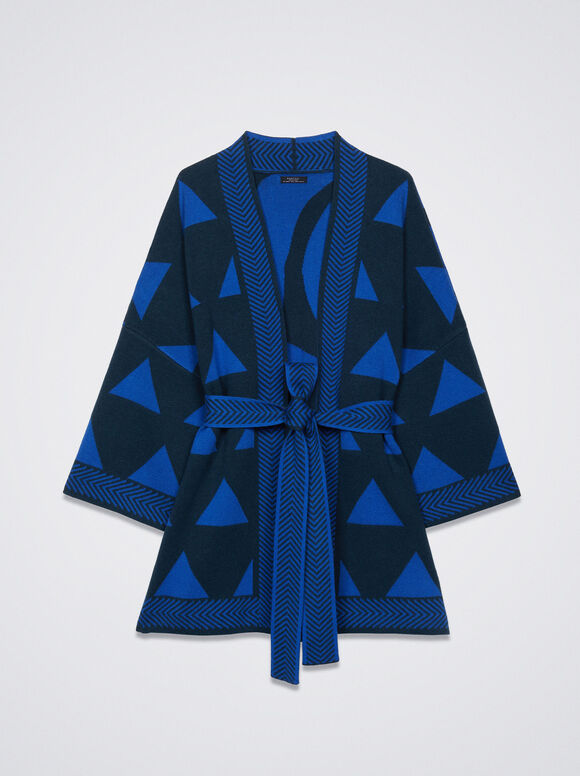 Cardigã de malha jacquard - Azul
