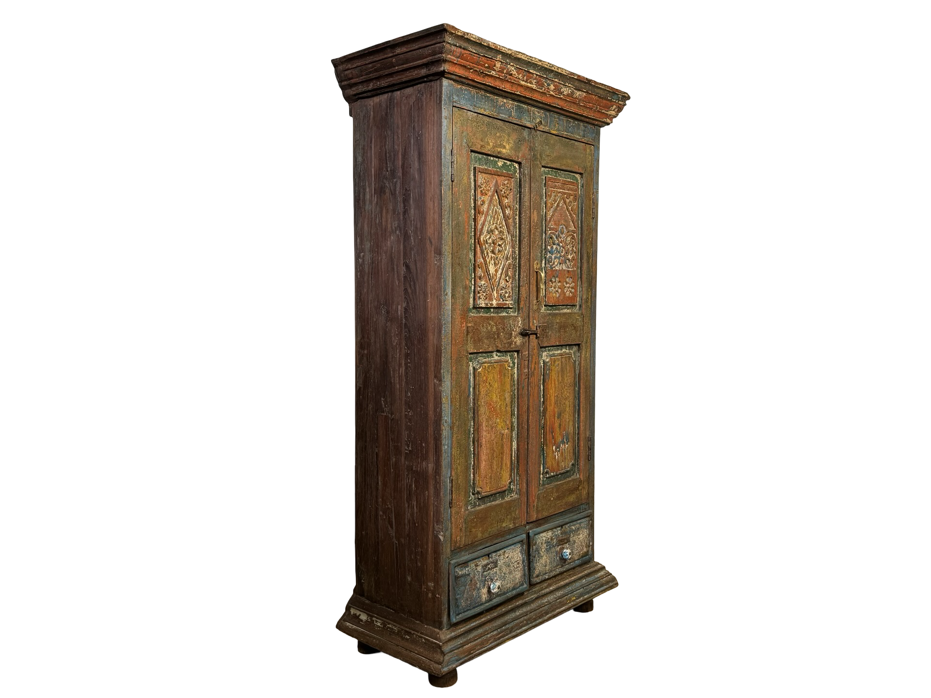 Kast 2 deurs 2 lades uniek multi color