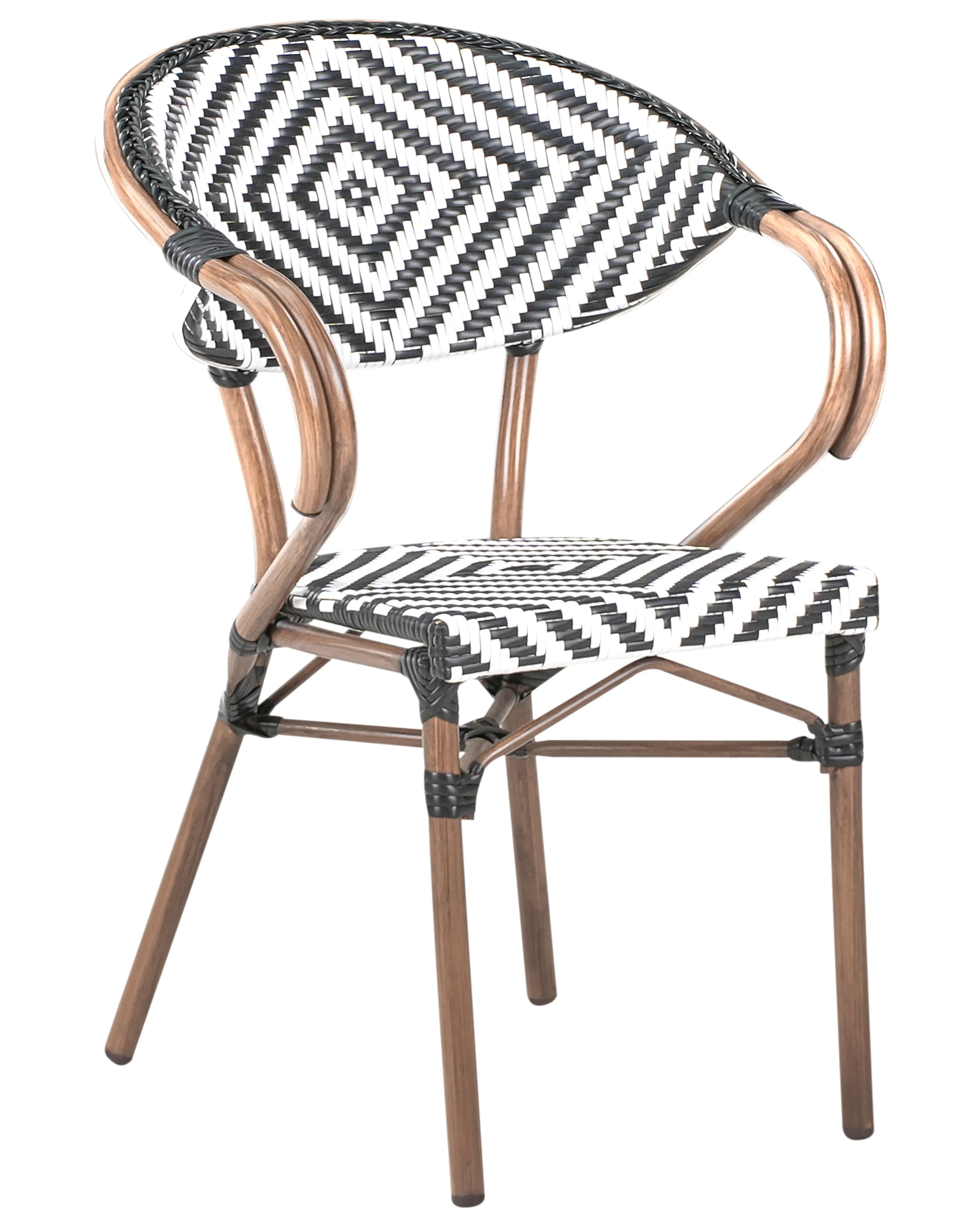 Set van 4 tuinstoelen CASPRI PE rotan Zwart/wit