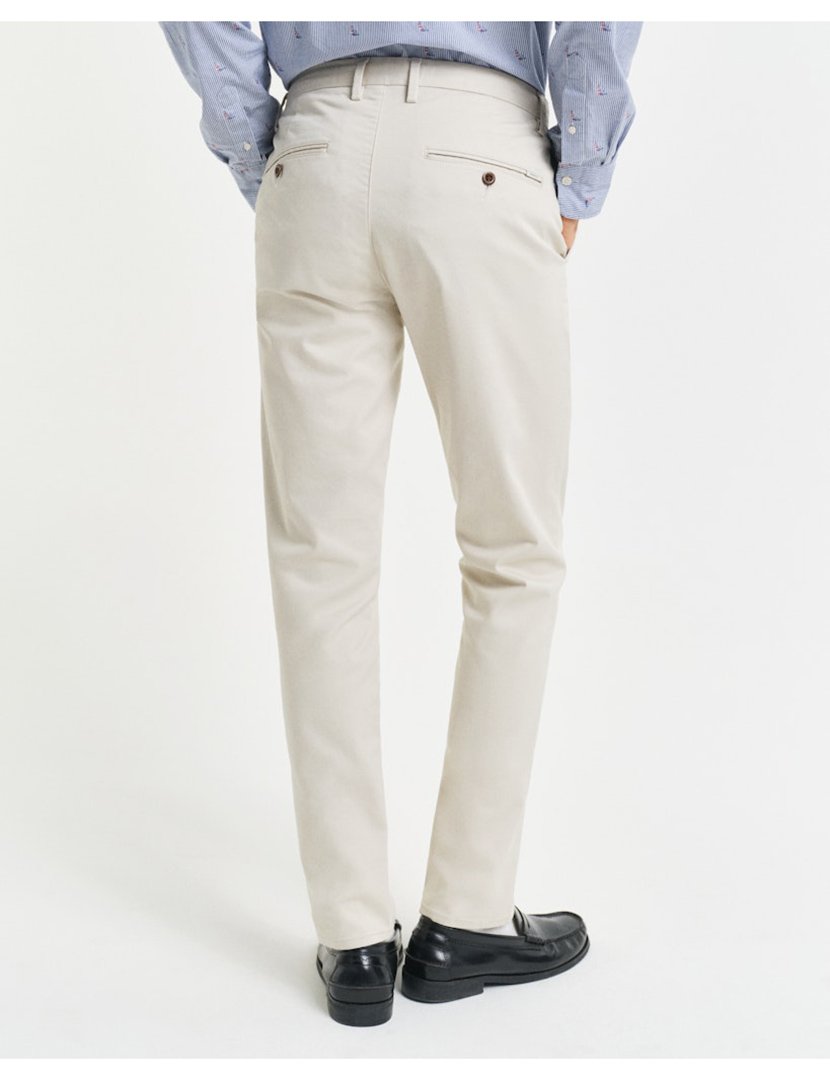 Beige Slim Chino Pants