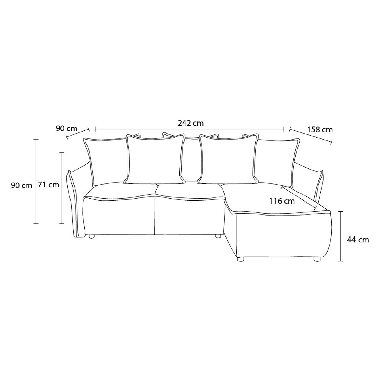 Bobochic Canapé d'angle L gauche convertible bouclette Léon blanc - 257x90x194 cm