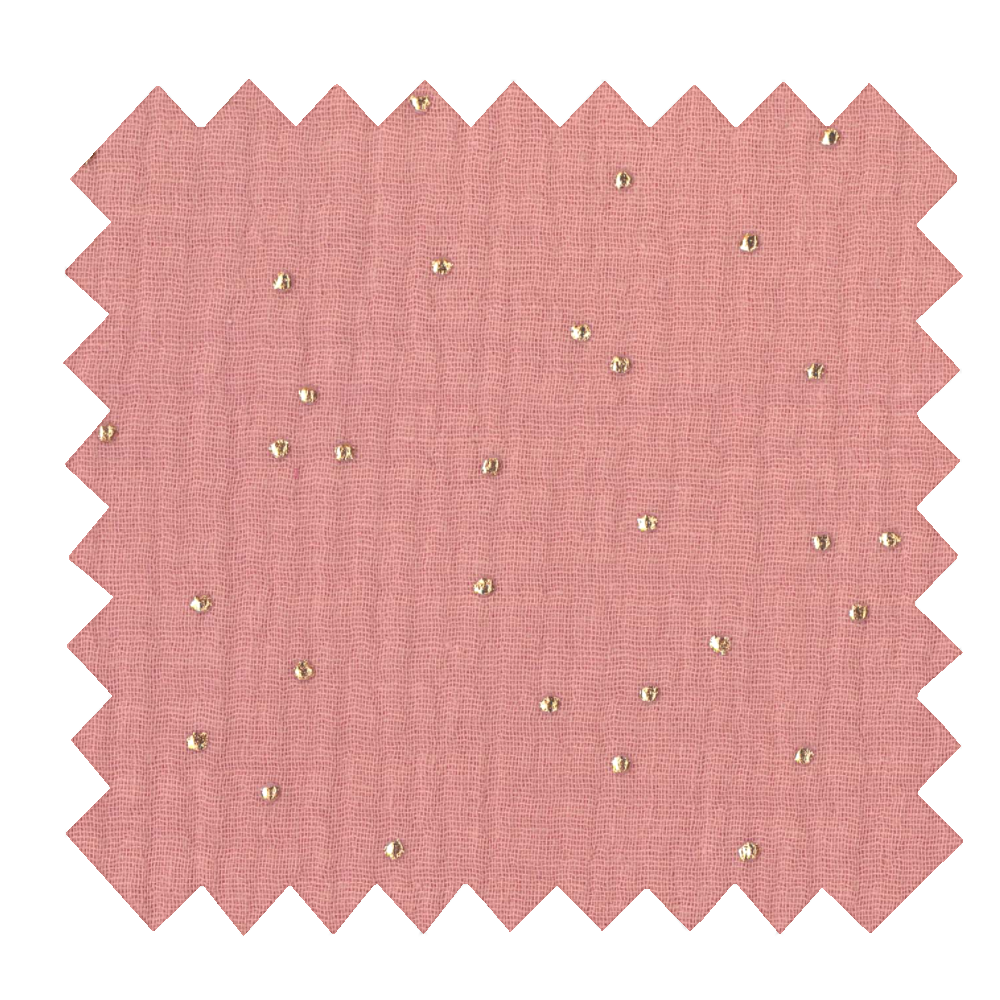 Tissu Coton Au Mètre Ex2268 Gaze Pois Or Rose Foncé