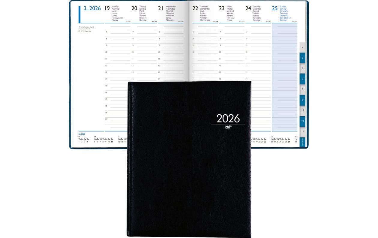 Wochenagenda 21 x 26 cm, 2026, SchwarzManagertimer
