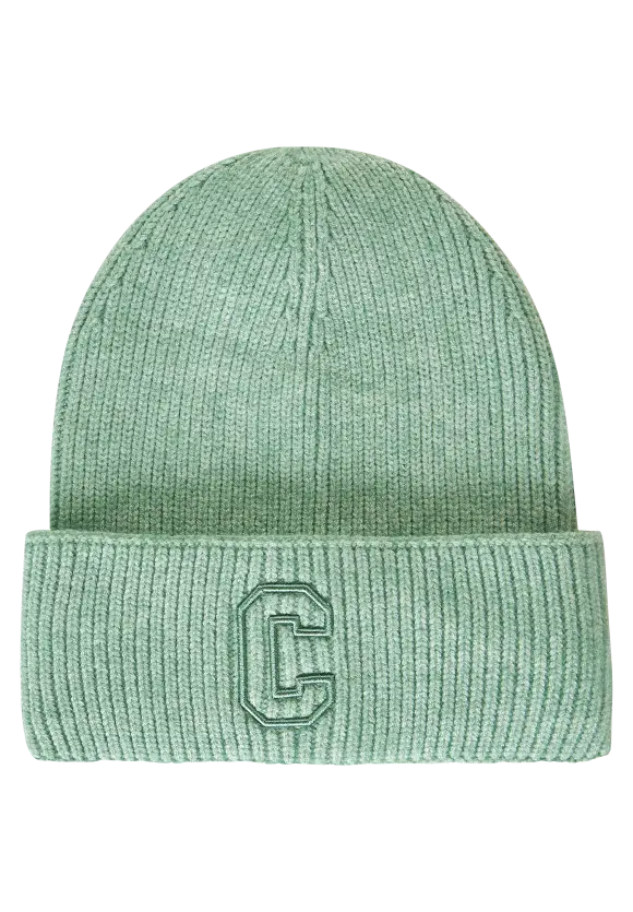Strickmütze mit Stickerei - clear sage green melange