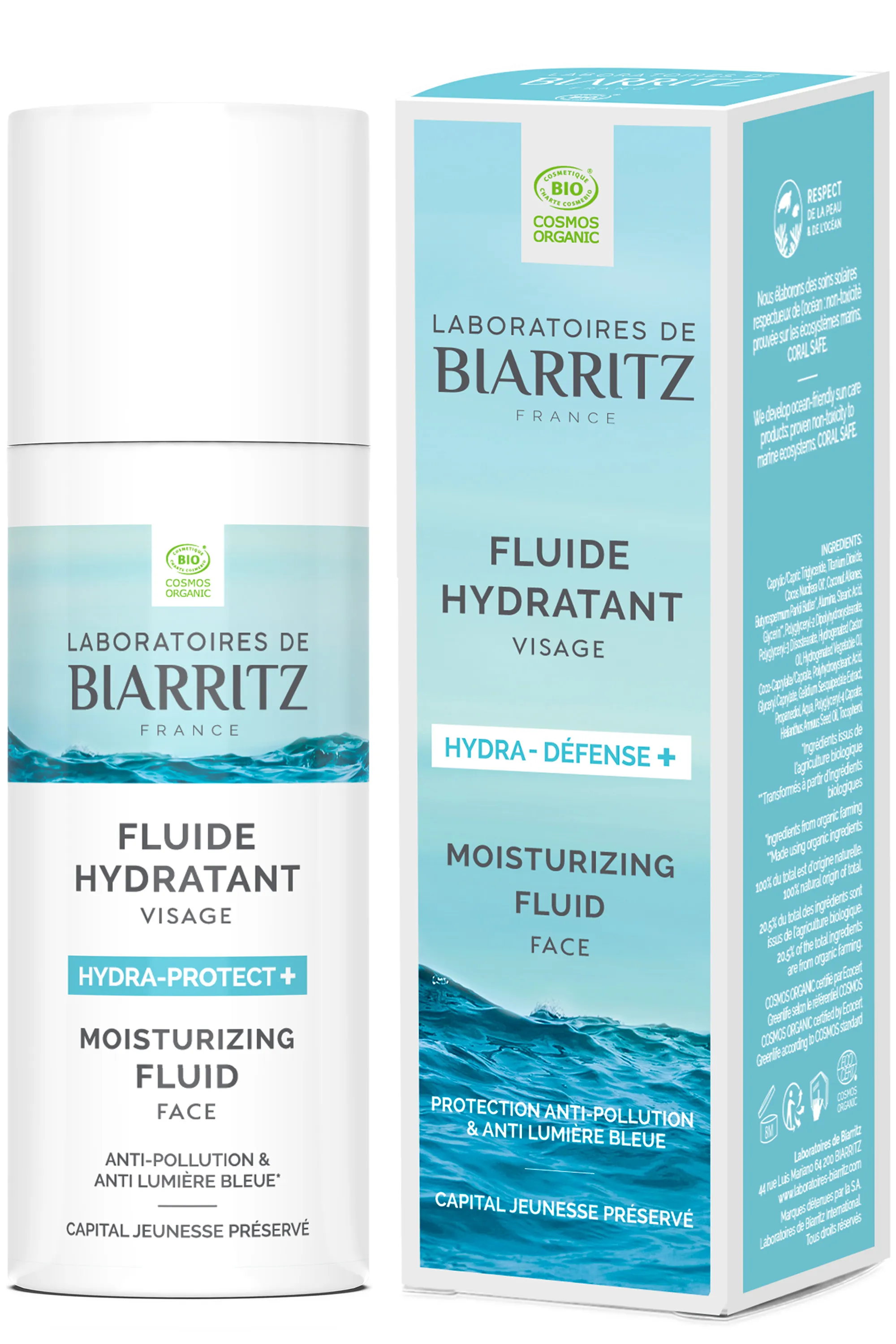 LABORATOIRES DE BIARRITZ Fluide hydratant visage peaux normales à mixtes HYDRA-PROTECT+-50 ml