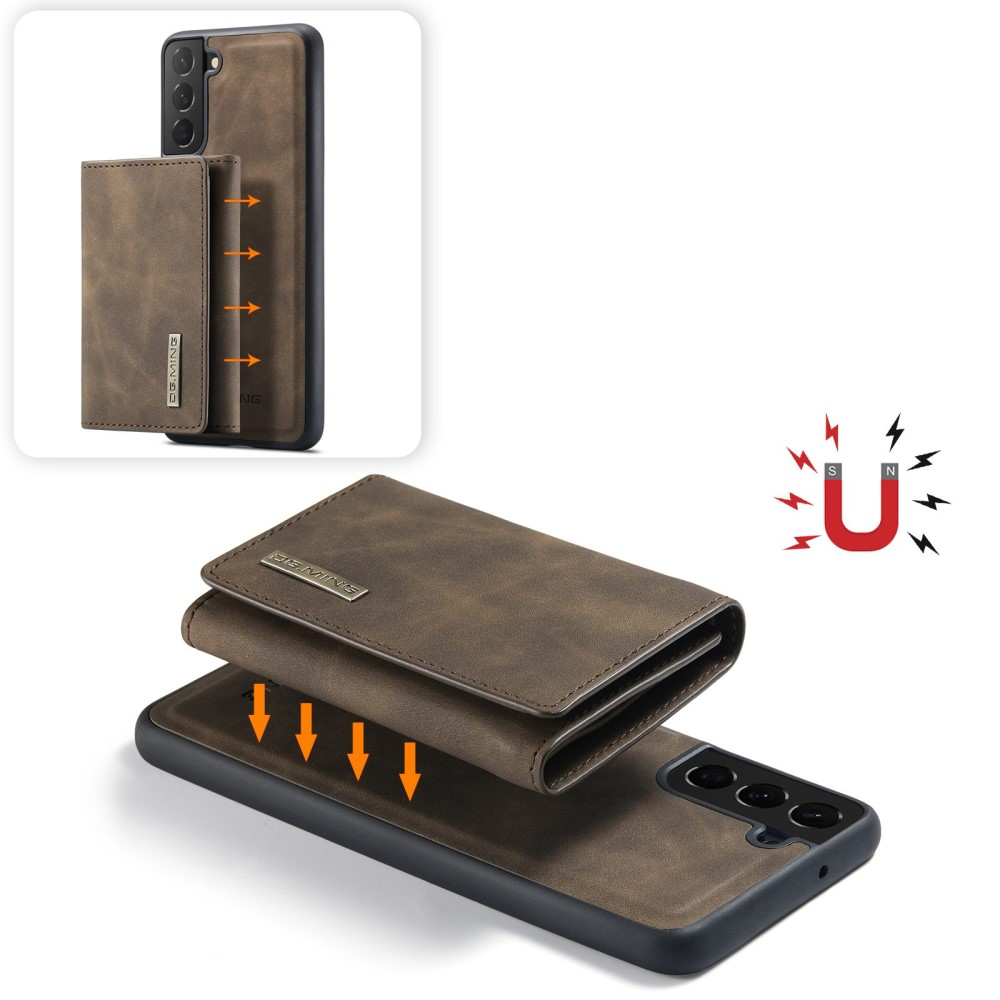 2in1 Samsung Galaxy S23 5G Leder Hülle Wallet   Magnetisches Kreditkartenfach - Dunkelbraun