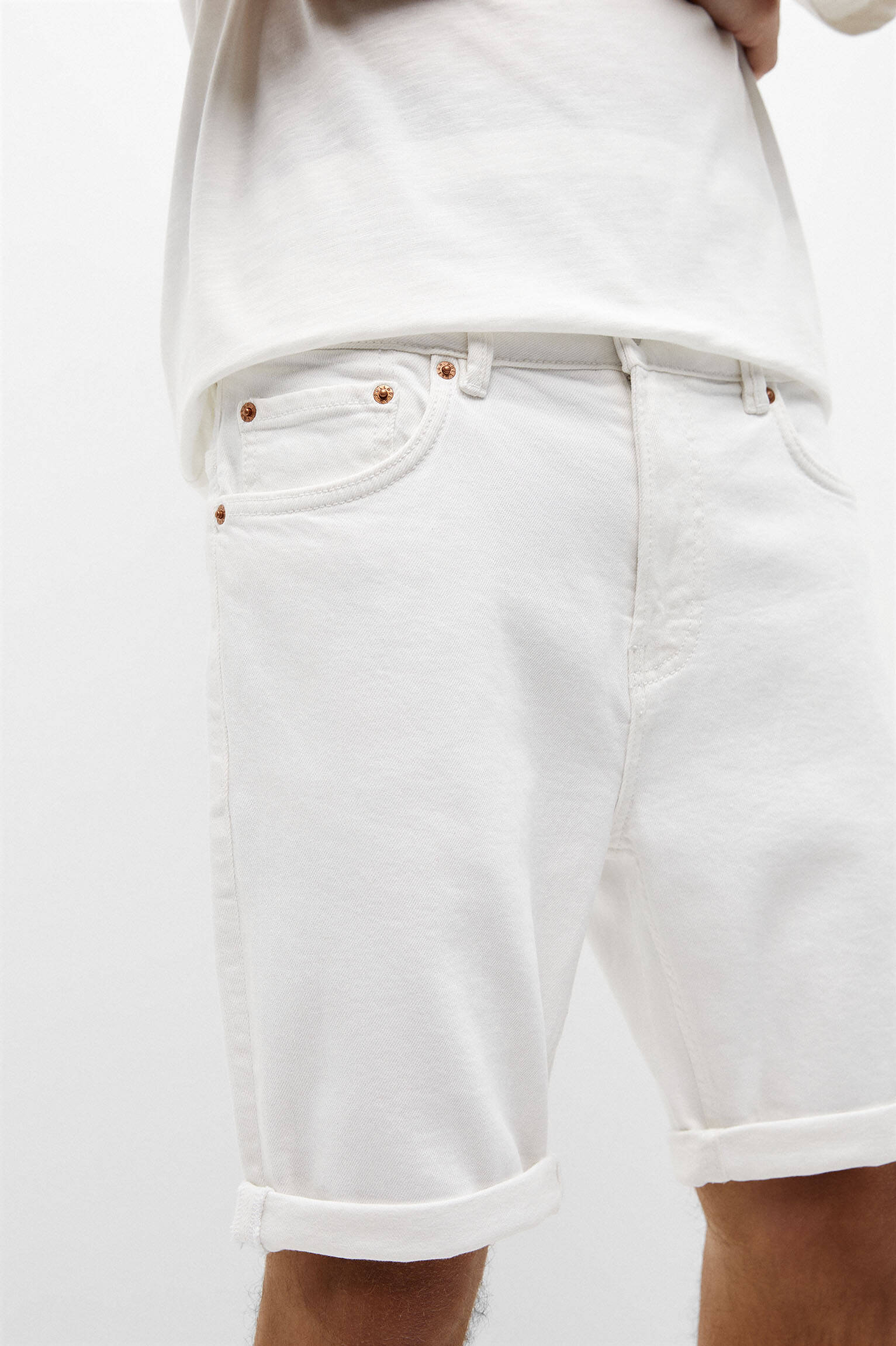 Bermuda jeans slim - branca