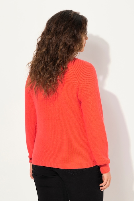 Strickjacke, Rippstrick, V-Ausschnitt, Langarm