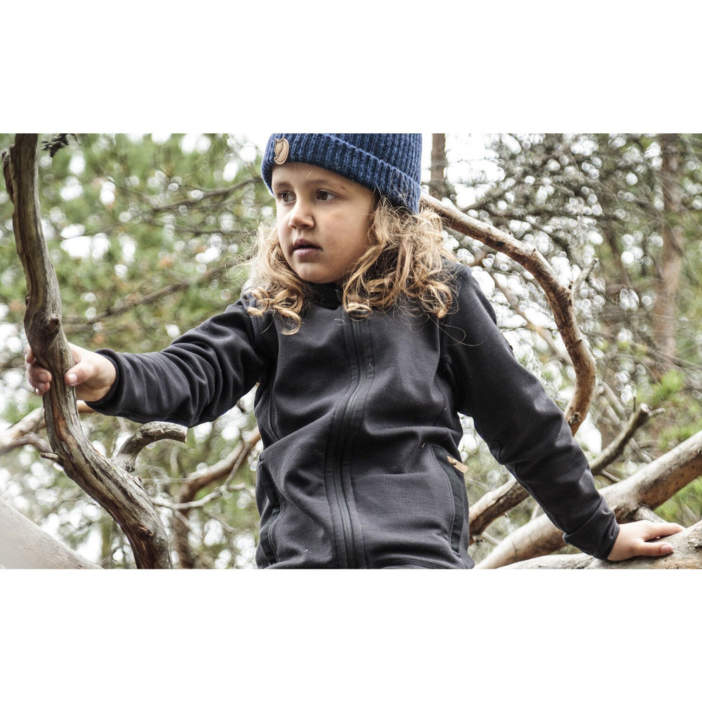 Køb Fjällräven Dark Navy Kids Keb Fleece Hættetrøje