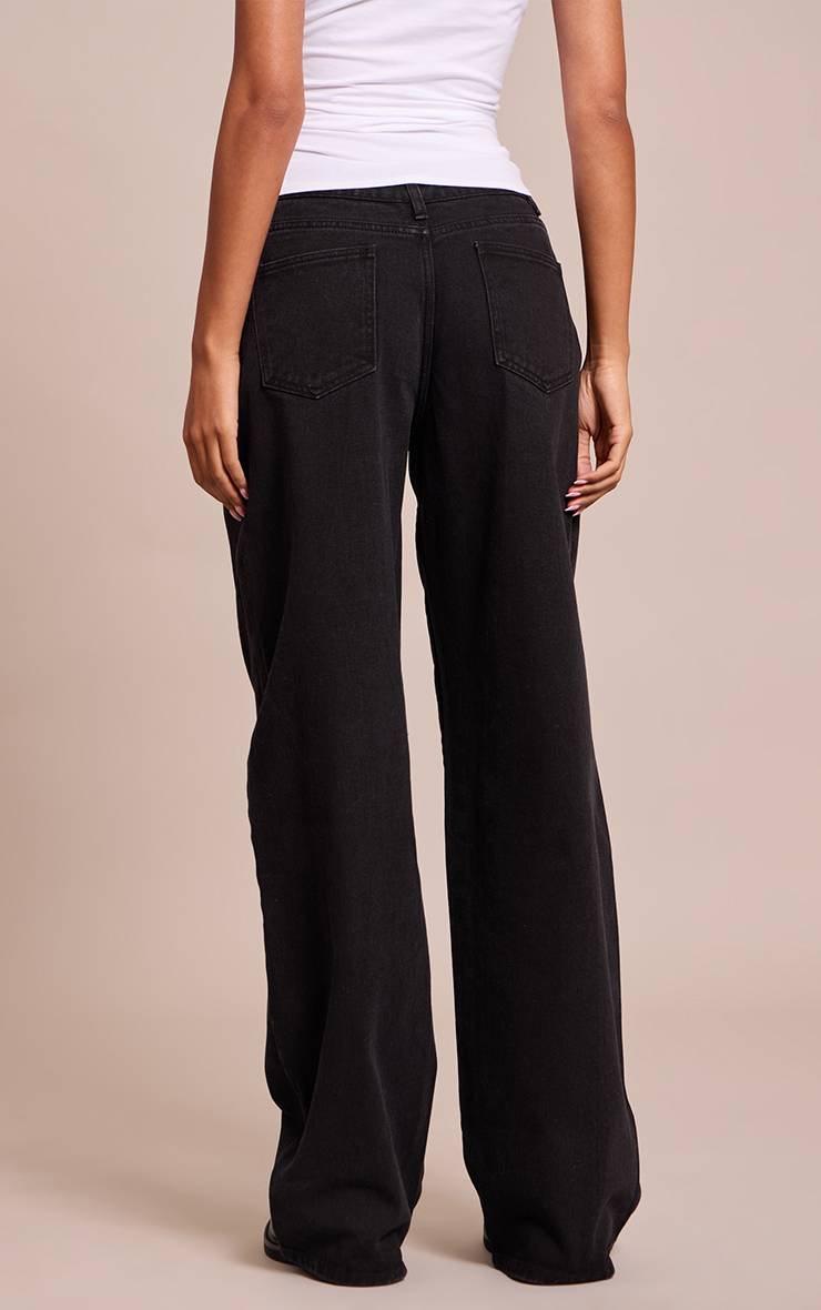 Noir Jean Boyfriend Taille Haute Avec Ceinture Descendante Au Dos