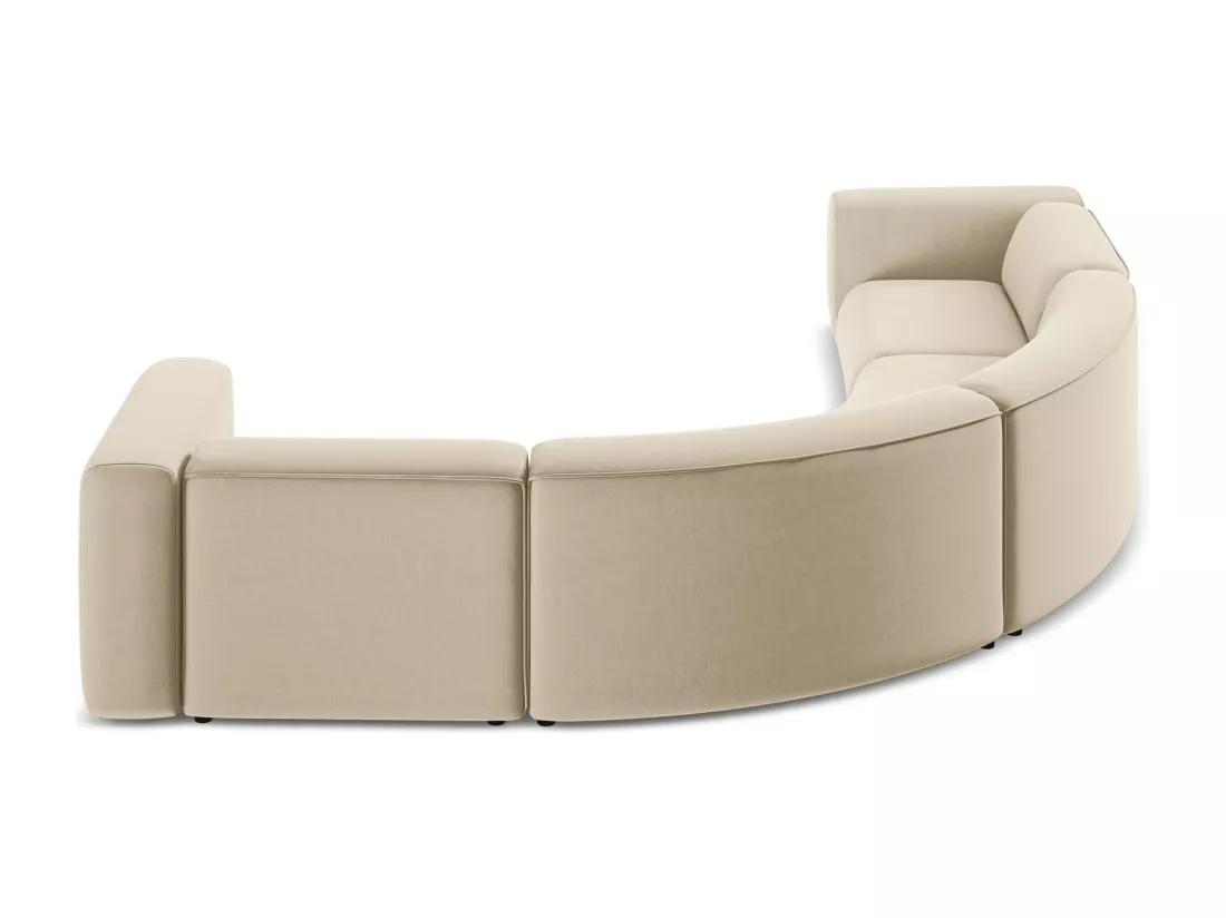 Canapé d'angle modulable en velours - beige clair - EKAHI