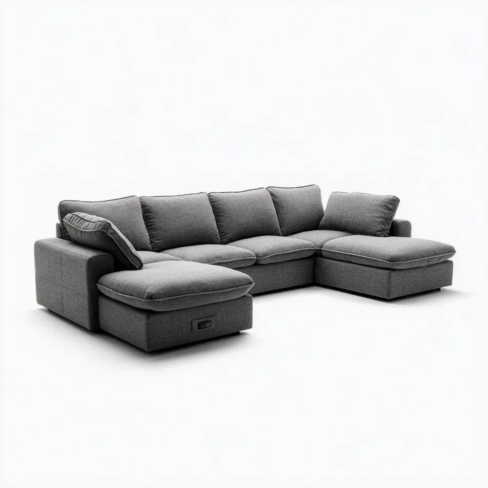 Ecksofa Stoff 320x160x90 cm – Dunkelgrau – Modernes Design