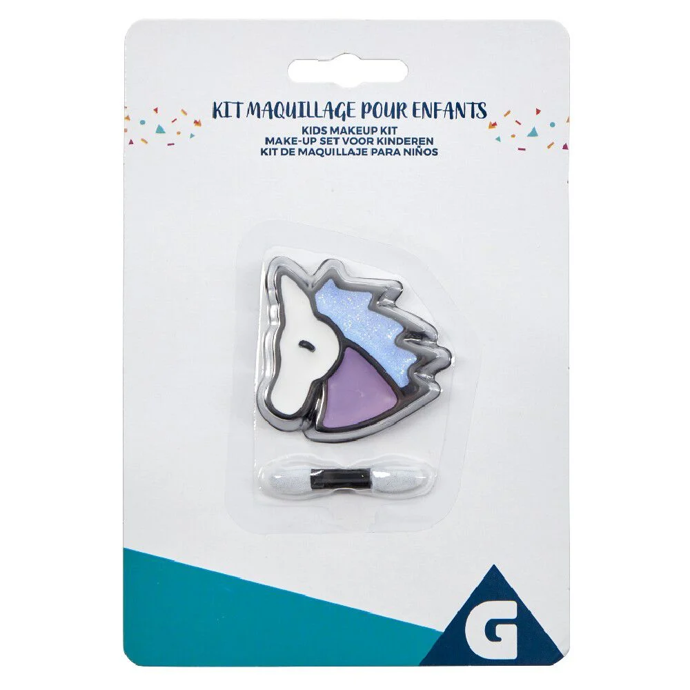 Maquillage licorne bleu blanc violet