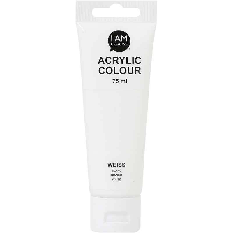 I AM CREATIVE Acrylfarbe Basic, 75 ml, weiss, 1 Stück