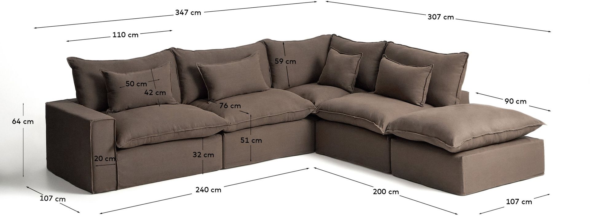 Kave Home Anarela Taupe Hoekbank