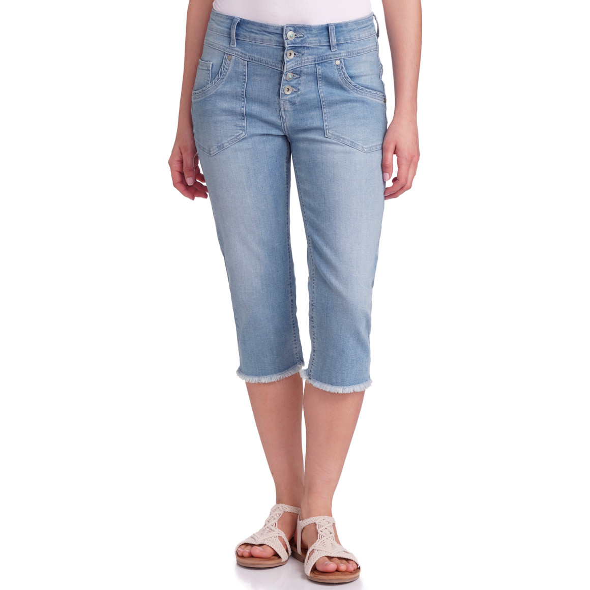 Damen Capri-Jeans in Denim-Optik blau