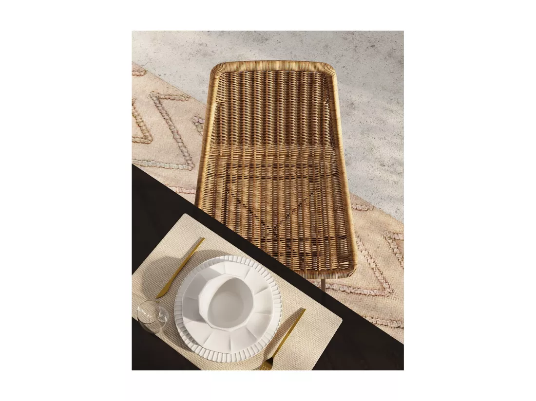 Lot de 2 chaises de bar mi-hauteur 63 cm en résine tressée marron - Mandya