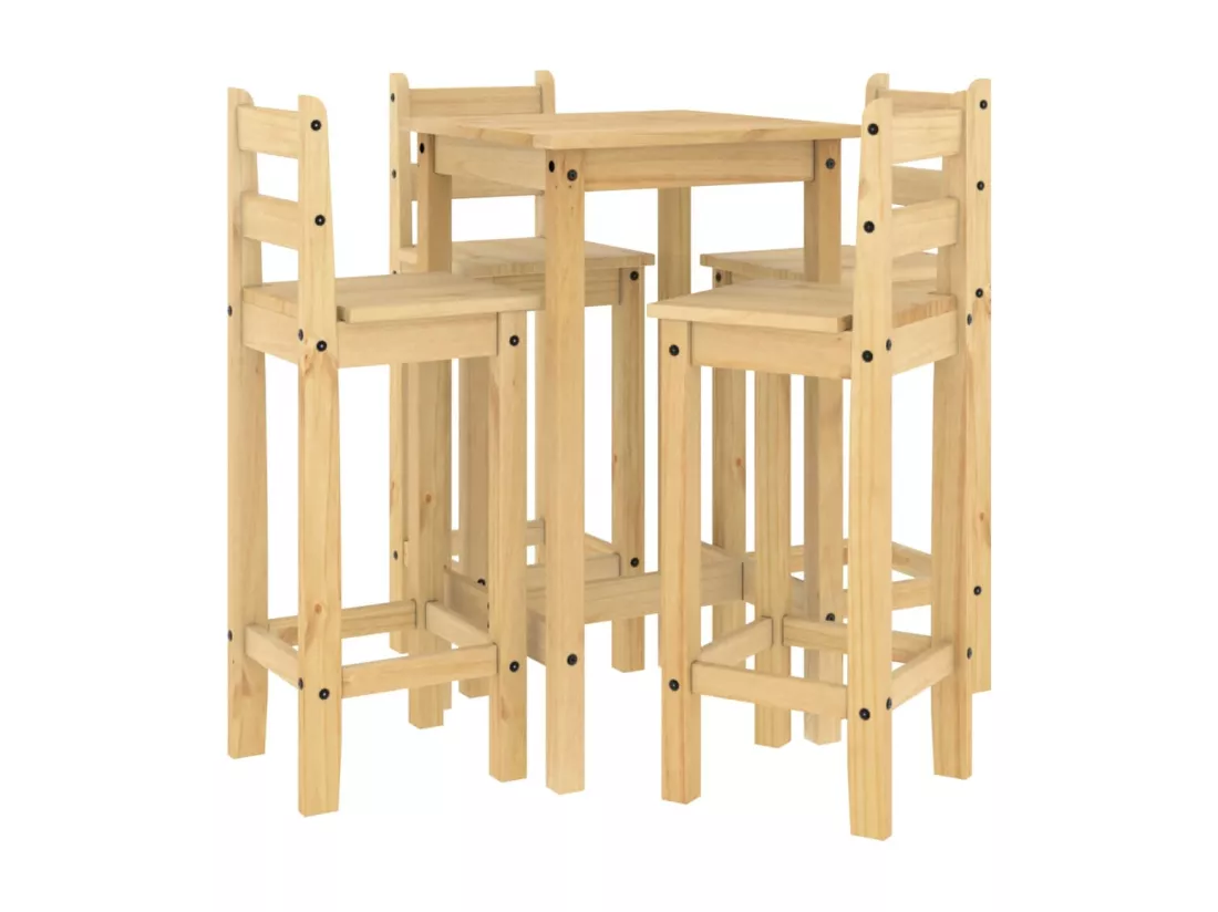 Ensemble de bar 5 pcs Bois de pin massif