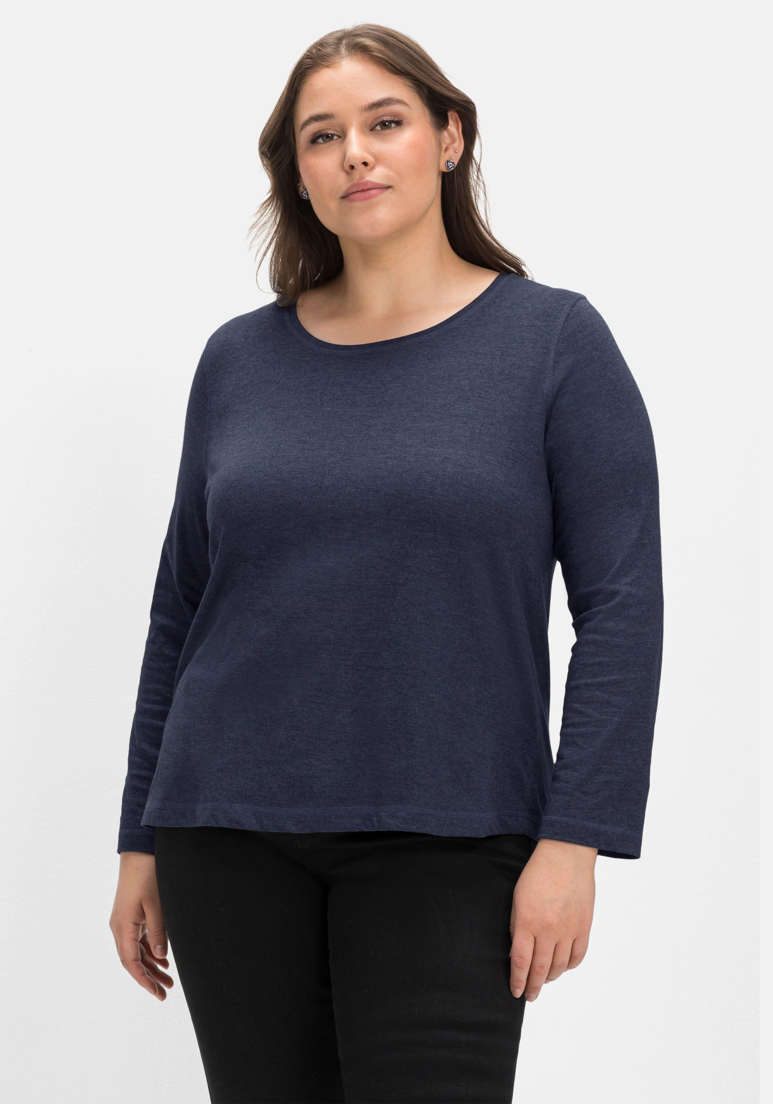 Langarmshirt aus Jersey, in melierter Optik