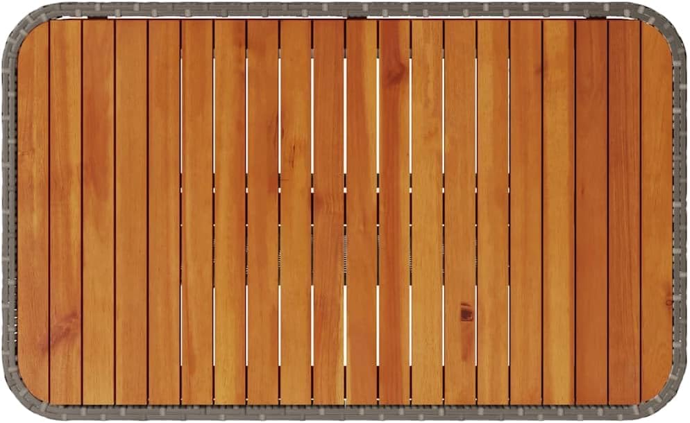 Garten Essgruppe Grau Poly-Rattan, Akazienholz, 2 Hocker, Kissen, Outdoor Möbel Set für Terrasse, Balkon, Essbereich, 100x100x79 cm