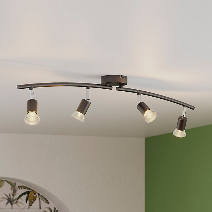 Réglette spot 4 lumières GU10 7W Sasha noir mat L.78 x L.9 x H.14.5 cm
