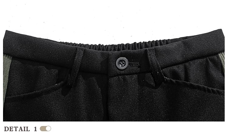 purplelouve - Mid Rise Two Tone Panel Straight Leg Broek