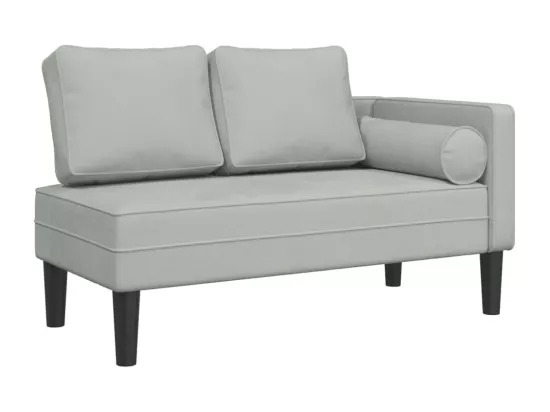 Prolenta Premium - Chaise longue avec coussins gris clair velours