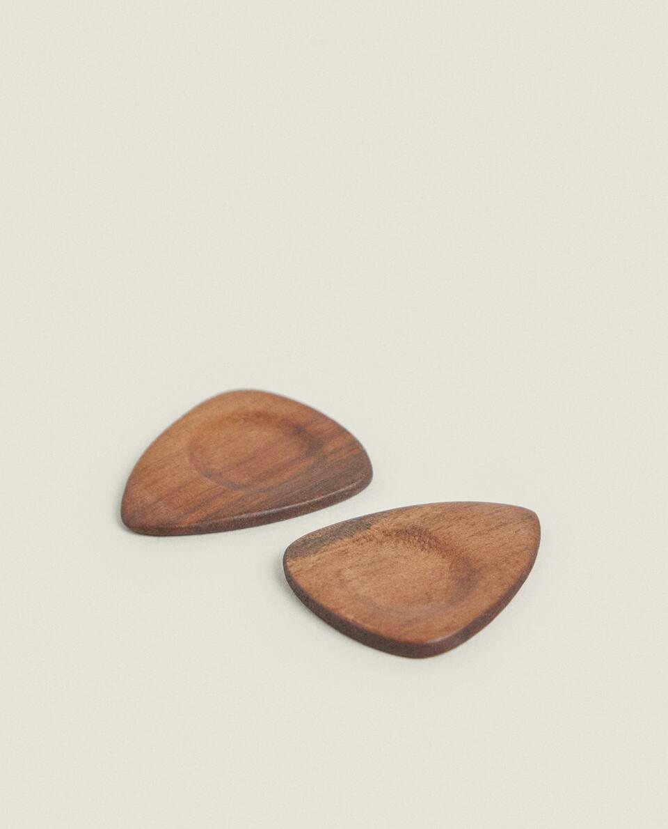 PACOTE DE PALHETAS DE MADEIRA PARA GUITARRA (PACOTE COM 2)