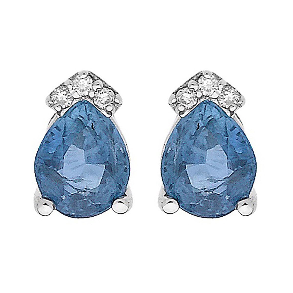 Boucles d'oreilles saphir poire diamants or blanc